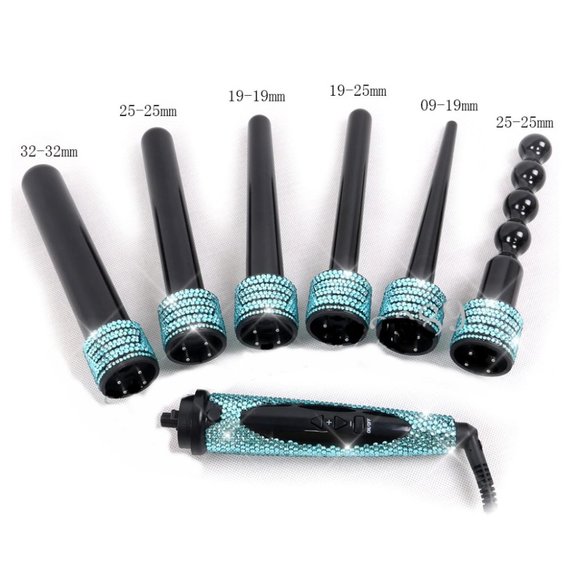 NWT Sparkling Bling Crystal Rhinestone Matching Curling Iron Wand + Gift - Picture 3 of 8